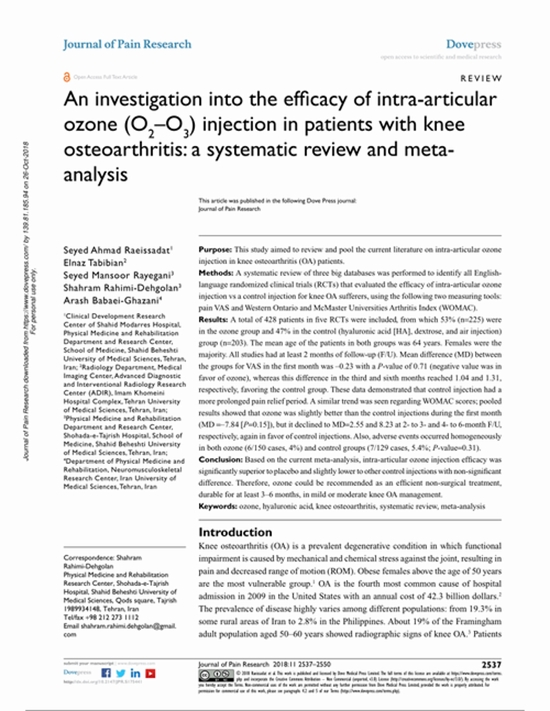 efficacy of intra-articular ozone injection in knee osteoarthritis {faces}