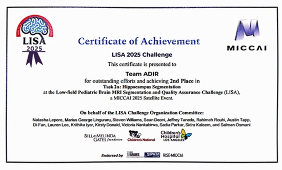 کسب رتبه دوم جهانی توسط تیم ADIR درMICCAI 2025 – LISA Challenge 