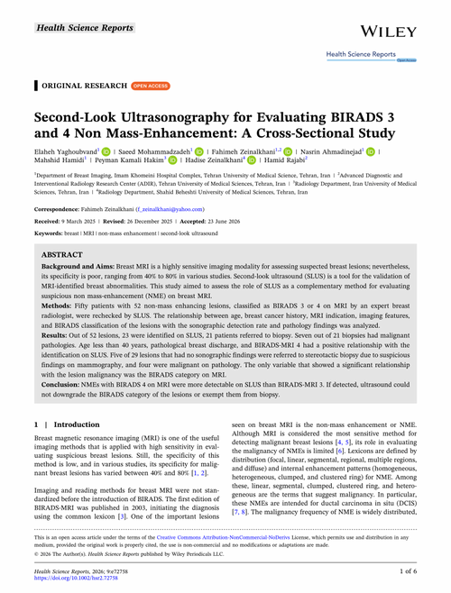 Second-Look Ultrasonography for Evaluating BIRADS 3 and 4 Non Mass-Enhancement: A Cross-Sectional Study