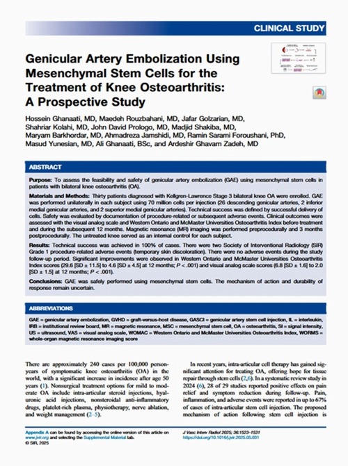 Selection of the Research Center’s Article as a Top Paper in the Journal of Vascular and Interventional Radiology (JVIR)